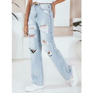 Női farmer széles szárral és lyukakkal, kék kép