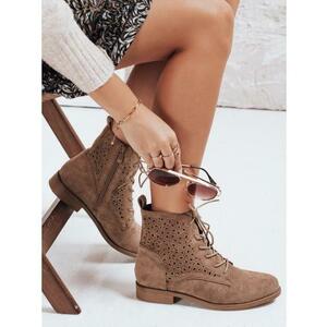 Női bokacsizma átlátszó felsőrésszel, kávé színű kép