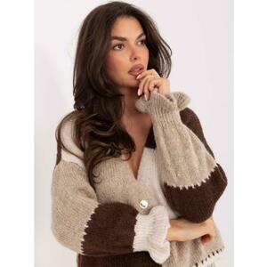 Ecru-barna oversized pulóver RUE PARIS kép