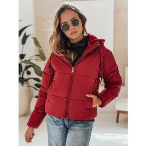 Női rövid bordó téli kabát kapucnival GLAMVO kép