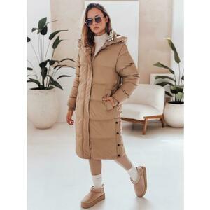 Női hosszú steppelt téli kabát kapucnival WINTERMISS, sötétbézs kép