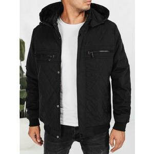 Férfi steppelt kabát kapucnival, fekete kép