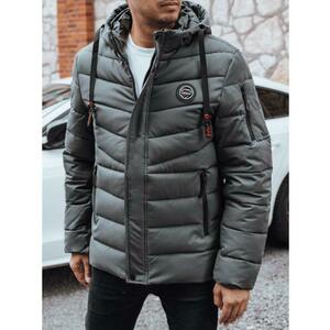 Férfi téli steppelt kabát kapucnival, grafit kép