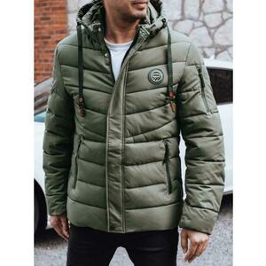 Férfi téli steppelt kabát kapucnival, zöld kép