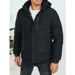 Férfi téli steppelt kabát kapucnival, fekete kép