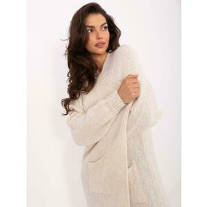 Világos bézs hosszú kardigán gombolás nélkül kép