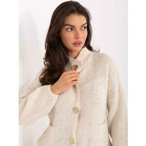 Világos bézs kardigán állógallérral kép