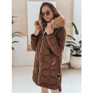 Női téli kabát VIRELIA, steppelt, kapucnival, barna kép