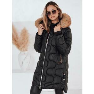 Női steppelt téli kabát VIRELIA kapucnival, fekete kép