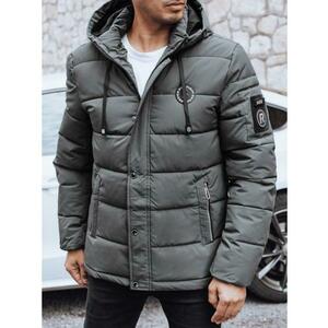 Férfi téli steppelt kabát kapucnival, grafit kép