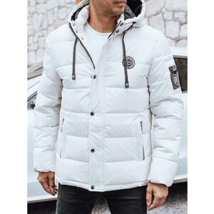 Férfi téli steppelt kabát kapucnival, fehér kép