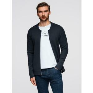 Sima férfi pulóver cipzárral – sötétkék V1 OM-SWZS-0146 kép