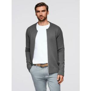 Sima férfi pulóver cipzárral – grafit V2 OM-SWZS-0146 kép