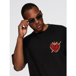 Férfi póló mosott hatású anyaggal és gombokkal a nyakkivágásnál – bordó V3 OM-TSWT-0150 kép