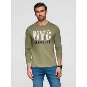 Férfi pamut póló ékszerrel a mellkason – krém V2 OM-TSCT-0290 kép