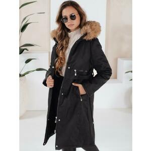 Női téli parka szőrme szegéllyel, fekete kép