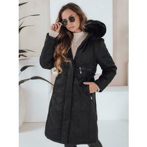 Női téli parka szőrme szegéllyel, fekete kép