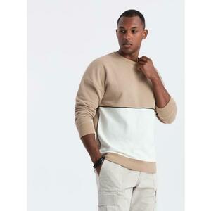 Férfi OVERSIZE pulóver kontrasztos színkombinációval – bézs V2 B1673 kép