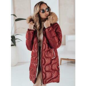 Női téli steppelt kabát VIRELIA kapucnival, bordó kép