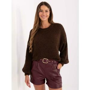 Sötétbarna női oversized gyapjú pulóver kép