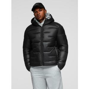 Férfi steppelt kabát kapucnival – fekete V1 OM-JAHP-0235 kép