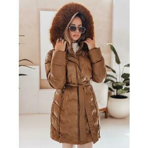 Női steppelt téli kabát CASSERIE kapucnival, kávé kép