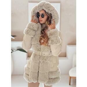 Női téli kabát CITYGLANCE szőrme világos bézs kép