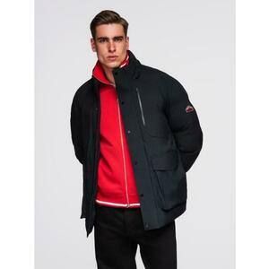 Férfi téli kabát levehető kapucnival, vízálló anyagból – fekete V3 OM-JAHP-0306 kép