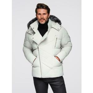 Férfi steppelt kabát vállkivágással és kapucnival – világosszürke V4 OM-JAHP-0252 kép