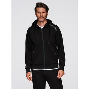 Férfi pulóver gombok nélkül, állógallérral és kapucnival – fekete V1 OM-SSZP-0216 kép