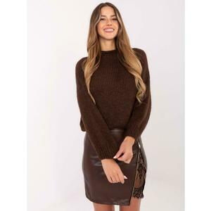 Barna oversized pulóver kerek nyakkivágással. kép