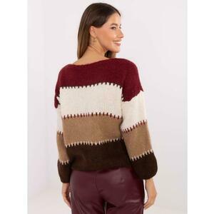 Bordó-ecru oversized pulóver gyapjú keverékkel. kép