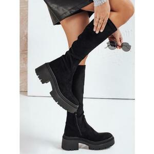 Női bőr cipő vastag talppal, fekete kép