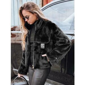 Női rövid bunda, fekete kép