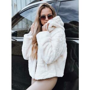 Női szőrme kabát kapucnival, világos bézs kép