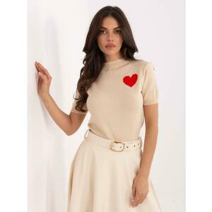 Bézs női pulóver szívvel kép