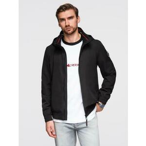 Férfi kabát kapucnival és magas gallérral – fekete V1 OM-JANP-0222 kép