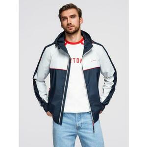 Férfi kontrasztos kapucnis kabát – sötétkék és fehér V1 OM-JANP-0228 kép