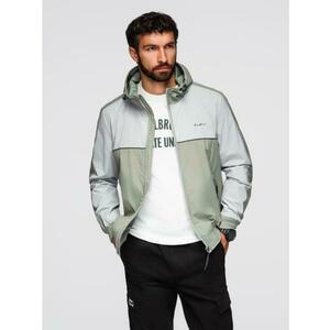 Férfi kontrasztos kabát kapucnival – olíva szürke V3 OM-JANP-0228 kép