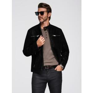 Stílusos férfi kabát öko bőrből gallérral – fekete V2 C637 kép