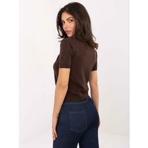 Barna női pulóver rugalmas mandzsettával kép