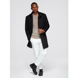 Férfi kabát magas gallérral és strukturált szabással – fekete V1 OM-COWC-0136 kép