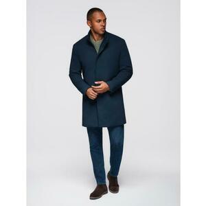 Férfi kabát magas gallérral és strukturált szabással – sötétkék V2 OM-COWC-0136 kép