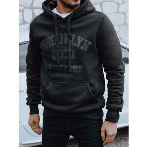 Férfi szigetelt pulóver nyomtatással, fekete kép