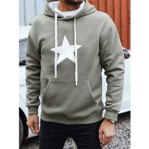 Férfi pulóver kapucnival, khaki kép