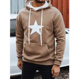 Férfi pulóver kapucnival, kamel kép