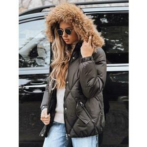 Női steppelt téli kabát kapucnival, fekete kép