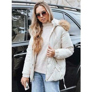 Női téli steppelt kabát kapucnival, fehér kép