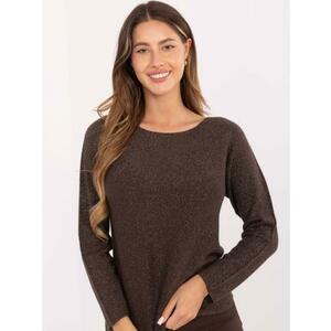Csokoládébarna pulóver fényes szálakkal RUE PARIS kép
