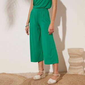 7/8 széles egyszínű nadrág gumírozott derékkal kép